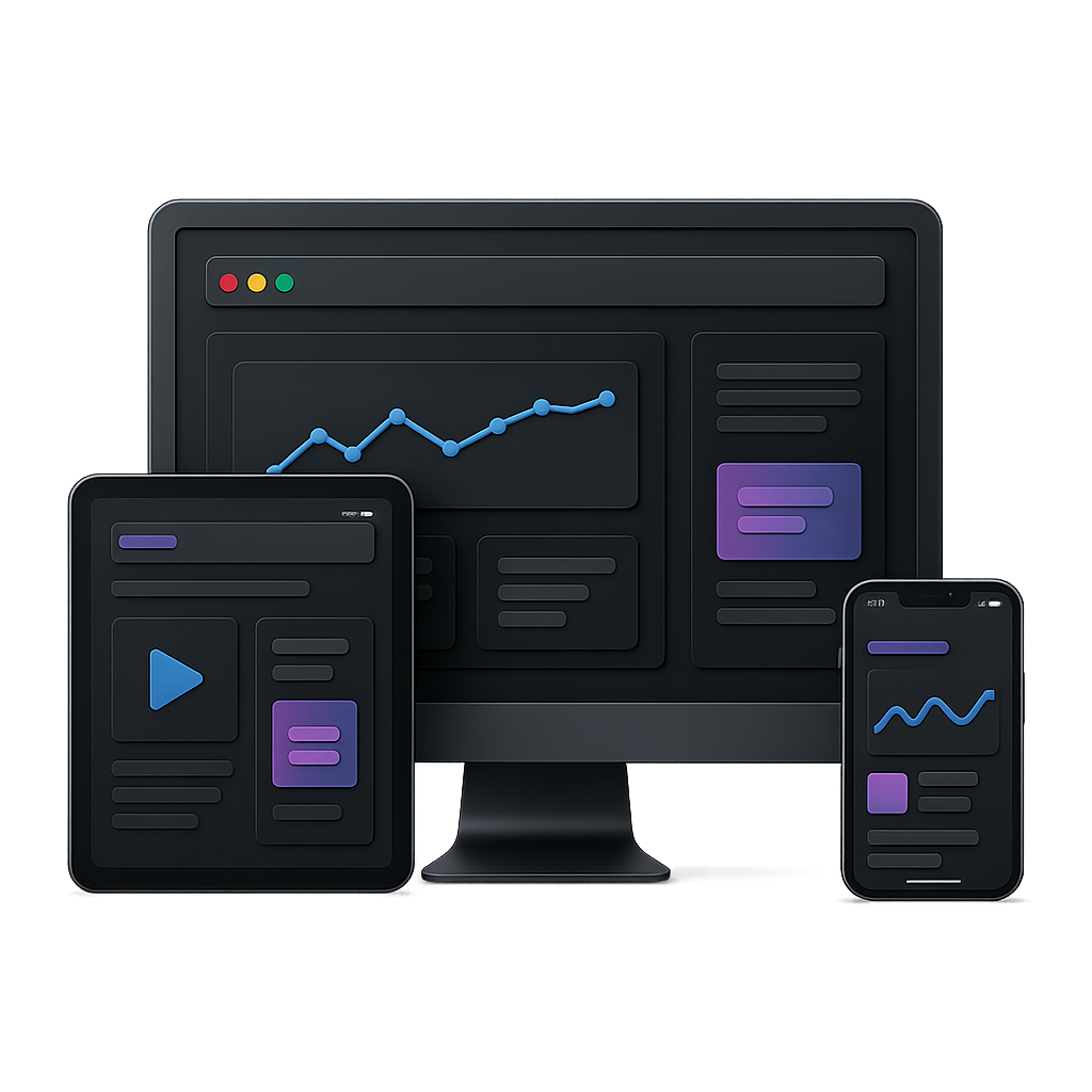 Esempio di sito web Just1Studio su desktop, tablet e smartphone